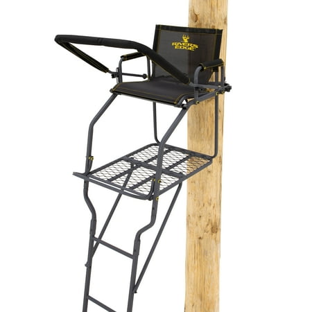 Rivers Edge® Big Timber™ 1.5 Man Ladder Stand 18'6" Height Extra-Wide Flip-Up TearTuff™ Mesh Seat Jumbo Platform RE677