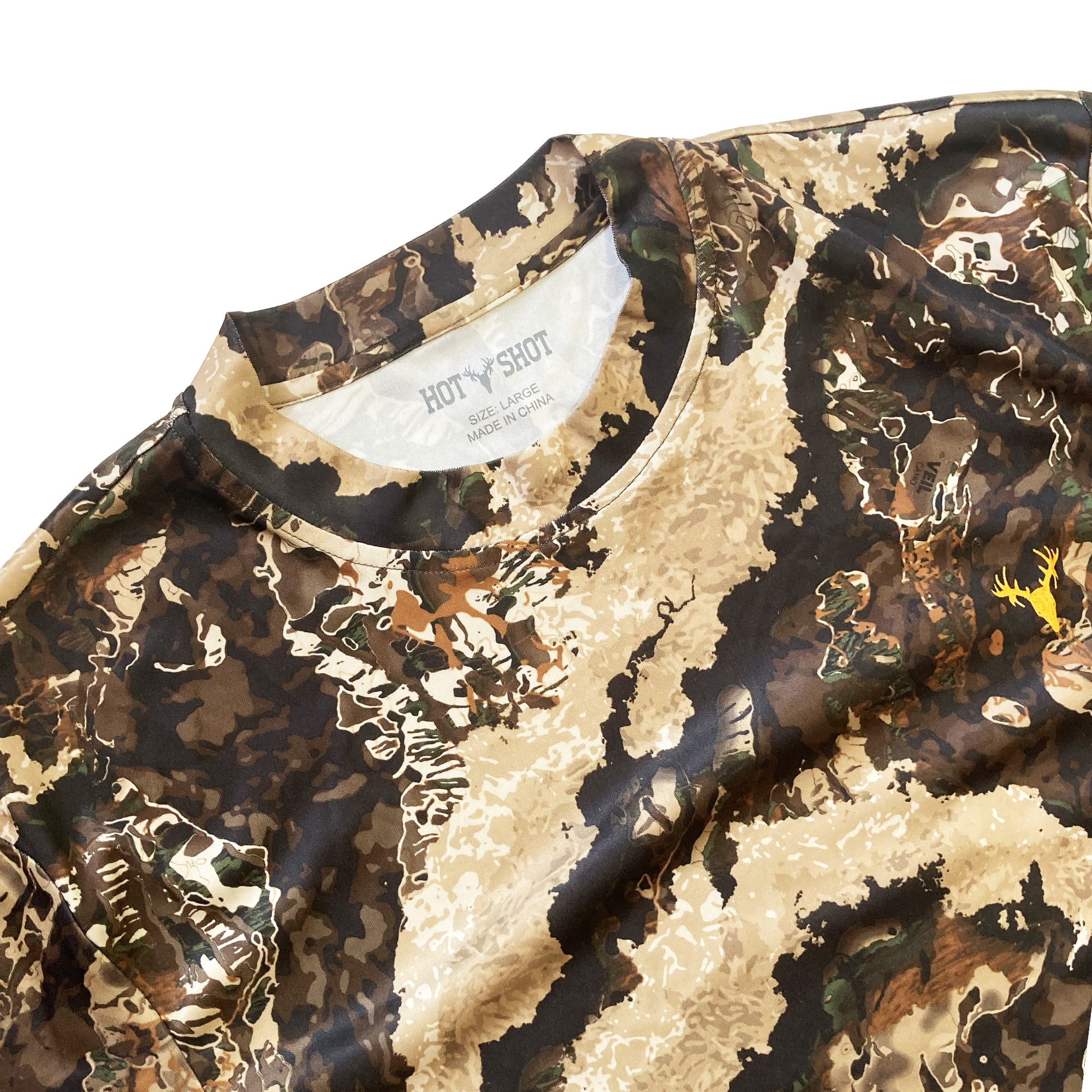 HOT SHOT Men's Camo Hunting Lightweight Performance Long Sleeve Shirt - Veil Whitetail, Medium