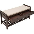 thumbnail image 4 of Entryway Storage Bench with Cushioned Seat Shoe Rack with 2 Drawers and Storage Shelf, Espresso, 4 of 7