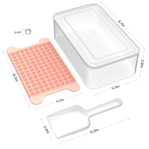 Mini Ice Cube Tray for Freezer: 3-in-1 Small Ice Trays with Storage Bin, 117 Easy Release Nugget Ice Cube Trays, Silicone Crushed Ice Molds for Countertop and Freezer Use, BPA-Free
