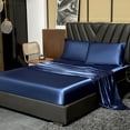 thumbnail image 2 of 4 PC Satin Silky Soft Bed Sheet Set Queen/King Size Fitted Pillow Cases, 2 of 3