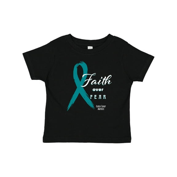 Inktastic Faith Over Fear Ovarian Cancer Awareness with Teal Ribbon Boys or Girls Baby T-Shirt