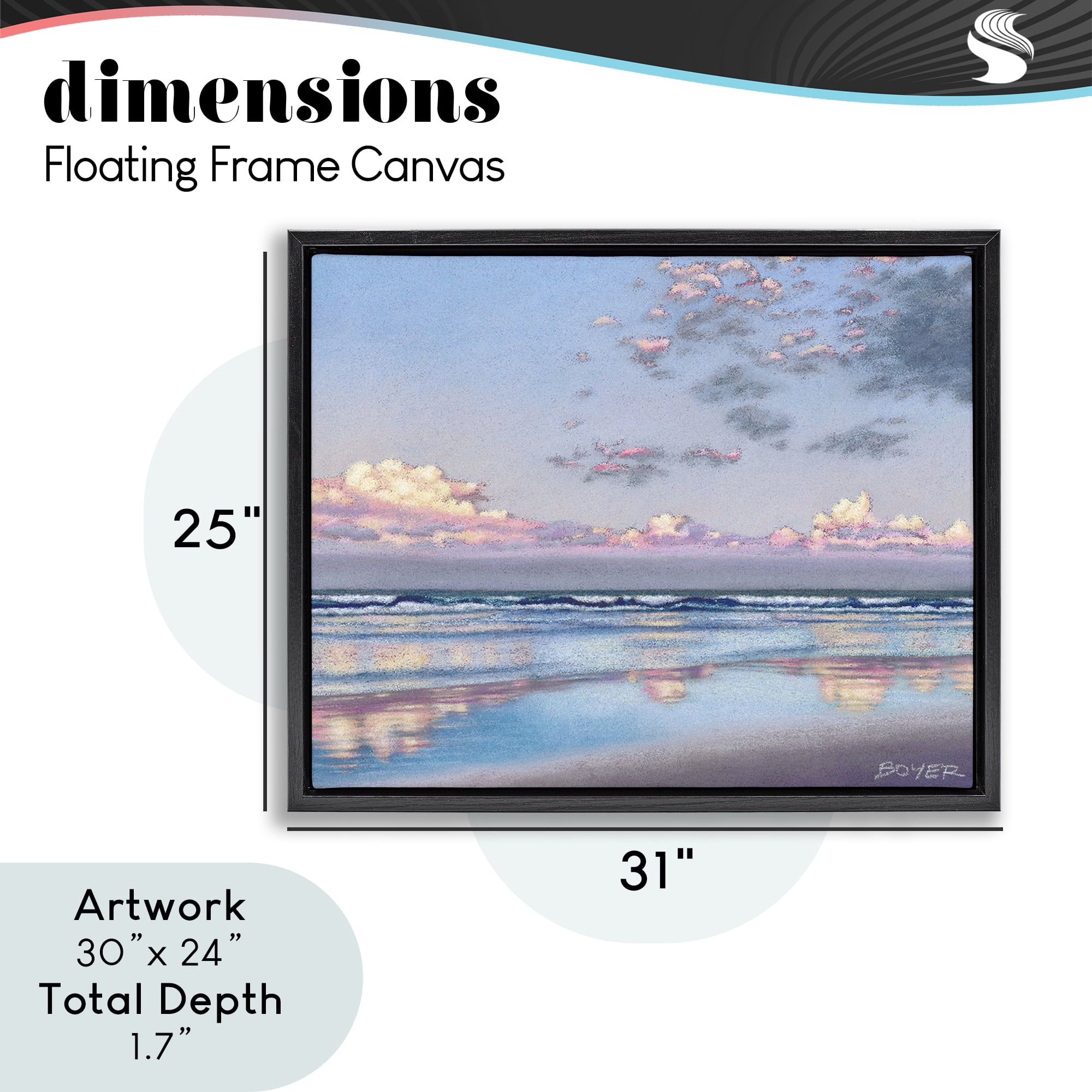 Stupell Industries Nature's Poetry Seascape Black Framed Floater Canvas Wall Art, design by Susy Boyer