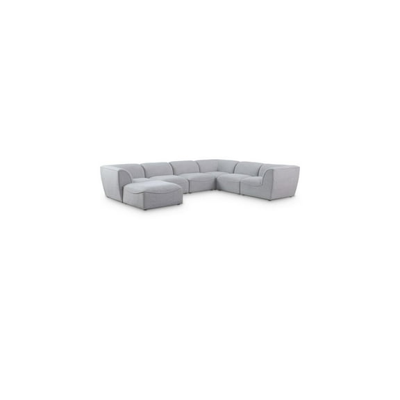 Meridian Furniture Miramar Grey Durable Linen Textured Modular Sectional
