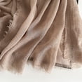 thumbnail image 6 of Women's Solid Color Scarf, Cotton Blend Lightweight Linen Like Shawl with Fringed Edges, Oversized Scarf for Travel and Spring Summer Khaki, 6 of 6