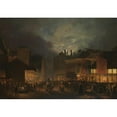 thumbnail image 2 of Hendrik Gerrit ten Cate 18x14 Gold Ornate Wood Frame and Double Matted Museum Art Print Titled - Fair on the Botermarkt at Evening (1834), 2 of 4