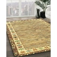 thumbnail image 3 of Ahgly Company Machine Washable Indoor Square Abstract Chrome Gold Yellow Area Rugs, 4' Square, 3 of 7