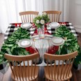 thumbnail image 3 of Black White Plaid Christmas Table Cloth Waterproof Tablecloths, Gnomes Xmas Tree Snowflake Winter Tablecloth Dining Table Cover for Kitchen Party Tabletop Outdoor, Rectangle Tablecloth 52x70 Inch, 3 of 9