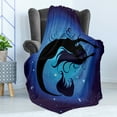 thumbnail image 4 of Mermaid Soft Flannel Fleece Throw Blanket, Silhouette of Aquatic Girl on Moon Sky Background Fictional Print, Cozy Plush for Indoor and Outdoor Use, 70" x 90", Purple Black, by Ambesonne, 4 of 5
