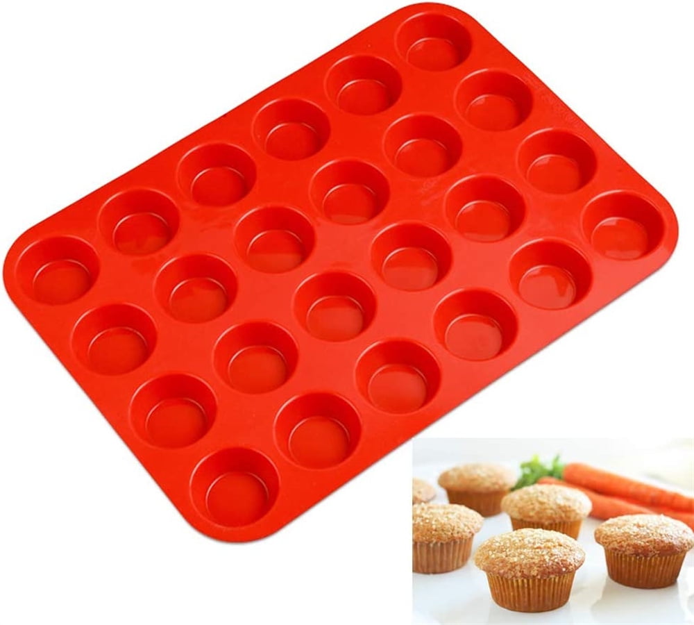 NOGIS Silicone Mini Muffin Pans Nonstick 24 Cup Silicone Mini Cupcake