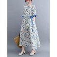 thumbnail image 4 of Women Loose Dress with Pockets Floral Half Sleeves Drawstring Waist, 4 of 8
