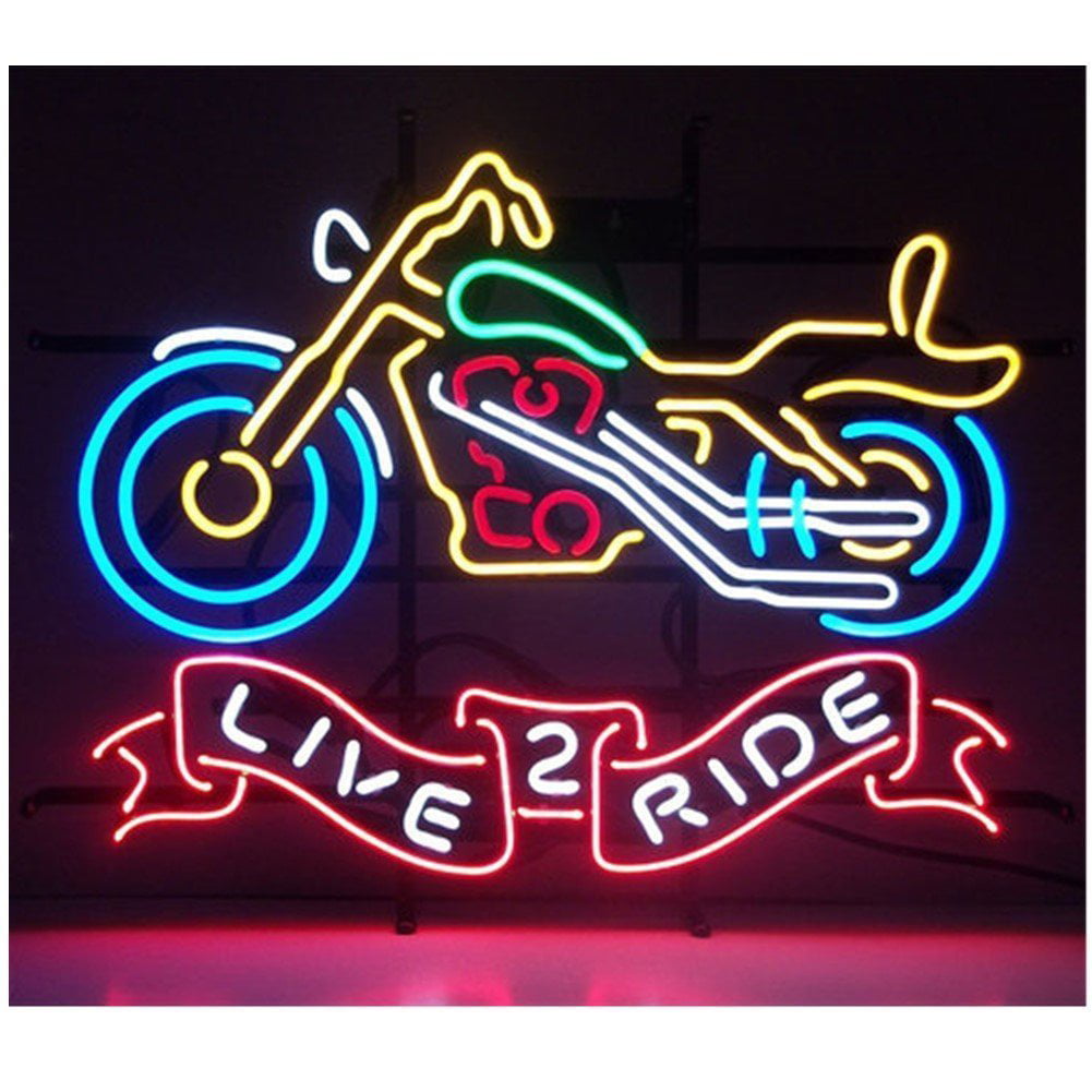 New Live2ride Motorcycles Motor Light Neon Sign 24"x20" 