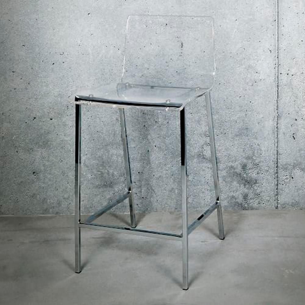 Heavenly Collection Clear Acrylic Counter Stool with Silver Base – Perfect for Kitchen Island or Dining Area