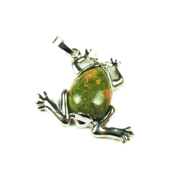 25x35mm Unakite Frog Pendant For Jewelry Making