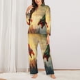 thumbnail image 2 of Daiia Castle Red Green Sky Dragon for Women's Long-Sleeved Pajama Set – Soft & Comfortable Sleepwear Button-Up Pajamas Cozy Lounge Wear-Large, 2 of 7