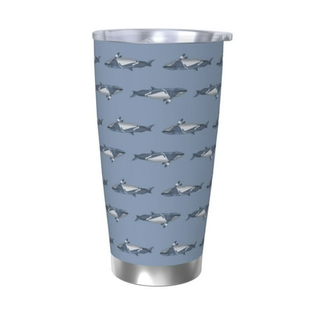 

Susaid Cute Whale Print 20oz Car Cup Insulated Coffee Cup Fully Spill Proof Travel Coffee Mug Stainless Steel Tumbler for Work Home Outdoor Car-Without Straw