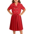 thumbnail image 4 of Girls' 2-Piece Double Breasted Top & Pleated Skirt School Outfit, ideal for daily classes, performances and formal campus themed events, 2-9 Years, 4 of 5