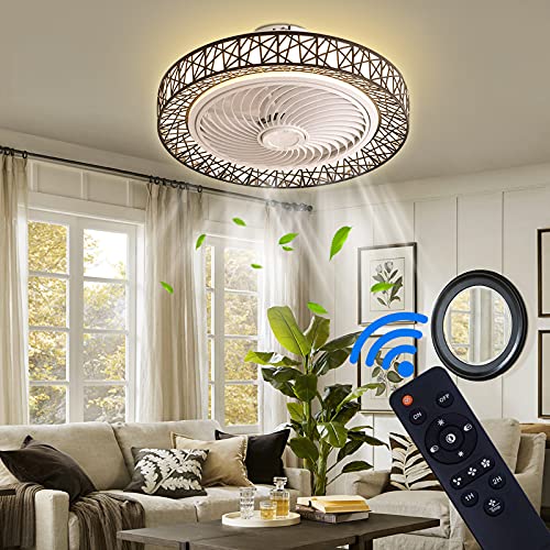 Smart Timing Living Room Children/'s Room 3 Colors JUTIFAN Ceiling Fan With Lights Remote Control Flush Mount Ceiling Fan 72W Dimmable 3 Speeds 20 LED Thin Enclosed Ceiling Fan