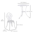 thumbnail image 3 of Outsunny 3 Pieces Patio Bistro Set for Balcony, White, 3 of 10
