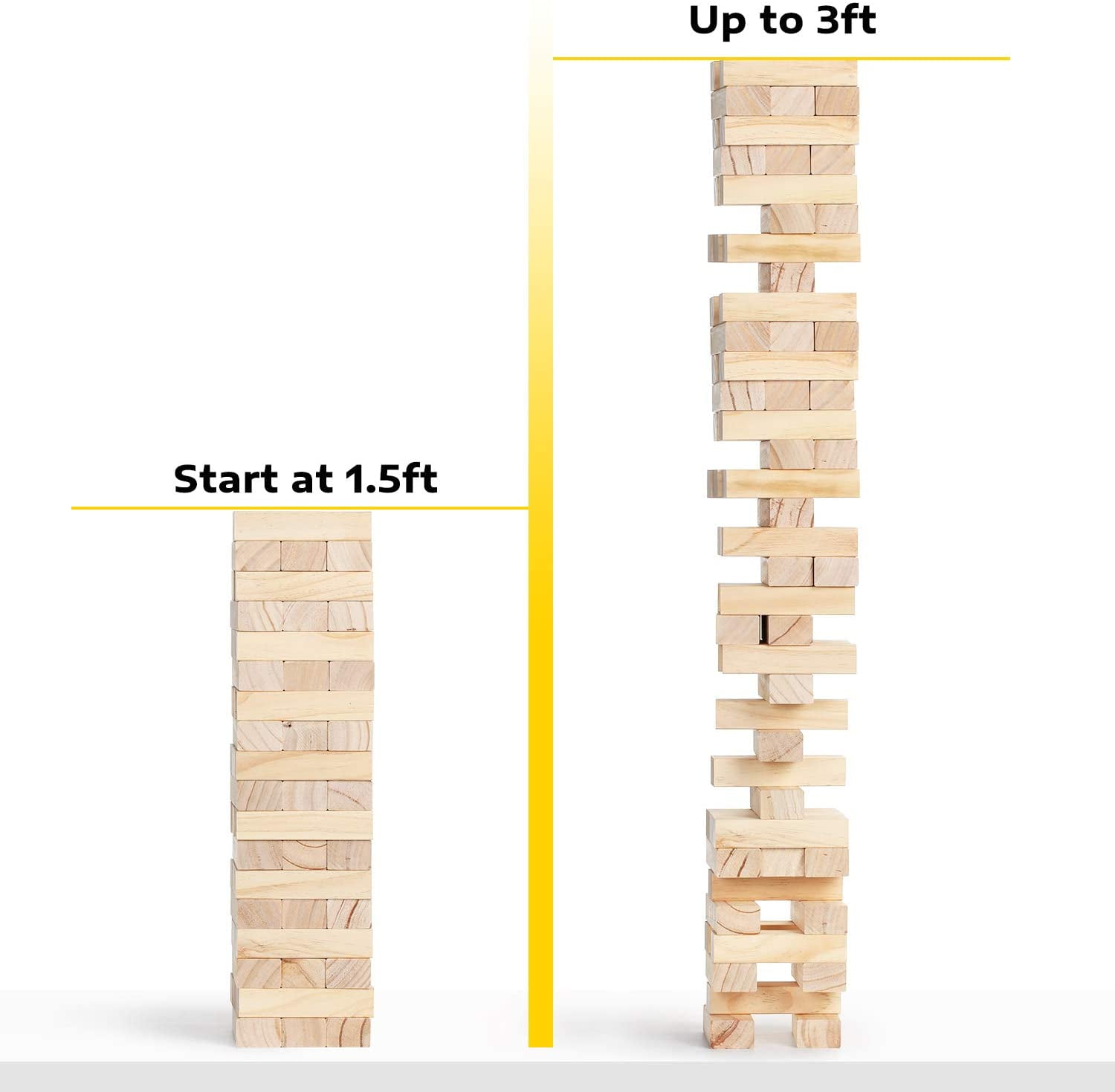 60 BLOCKS TIC TAC GIANT TOPPLING TUMBLING TOWER with Bonus Rules Card and  Dice Timber Game Stacks to 6 feet Its Just like the Classic game with a  twist of tic tac