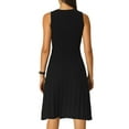 thumbnail image 3 of INSPIRE CHIC Women's Midi Dress V Neck Sleeveless Knitted Pleated Dress 2XL Black, 3 of 5