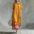 thumbnail image 7 of LEKWK Maxi Dresses for Women Color Block Short Sleeve Tiered Flowy Dress Ruffle Striped Hem A Line Sundress Summer Fashion Beach Vacation Outfits, 7 of 7