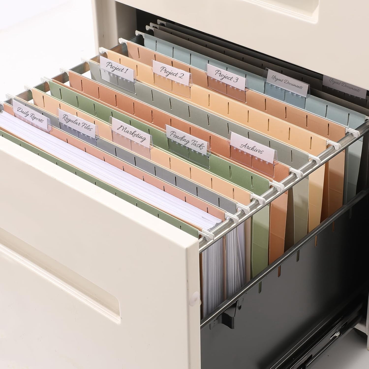 25 Count Hanging File Folders, Pastel Colors, Hanging File Folders Letter Size, Hanging Folders with 1/5-cut Tabs, Designed for Bulky Files, Filing Cabinets, Medical Charts