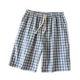 thumbnail image 2 of Elvqul Mens Sleep Shorts Drawstring Cotton Pajama Short Elastic Waisted Soft Dry Fit Breathable Lounge Short for Men Plaid, 2 of 6