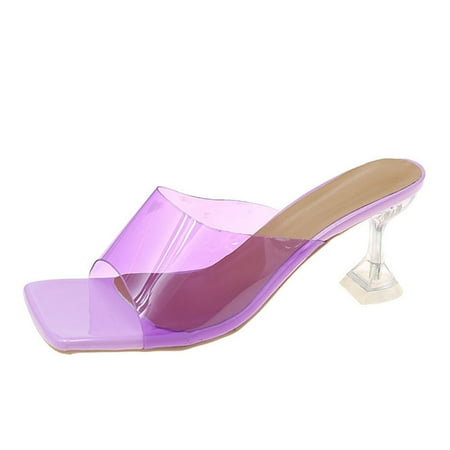 

KI-8jcuD Driaction Slippers Fashion Spring And Summer Women Sandals High Heel Transparent Strap Solid Color Slides Sandals Women Formal Sandals For Women Womens Comfort Sandals Sandals For Women Siz