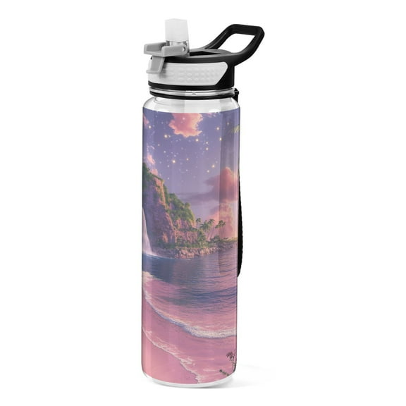 BZSMCE Sport Bottle Tropical Twilight Oasis Outdoor sports Water Bottle Size: 10.4x3in