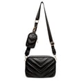 thumbnail image 1 of Bandolera Herald Chevron acolchada pequeña negra para mujer, 1 of 8