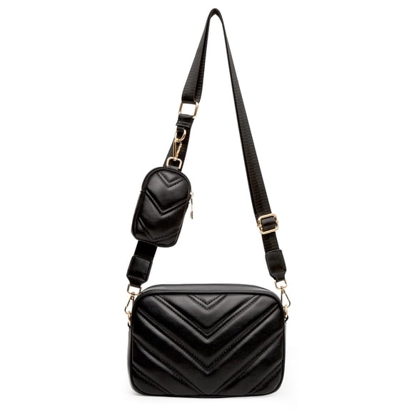 Bandolera Herald Chevron acolchada pequeña negra para mujer