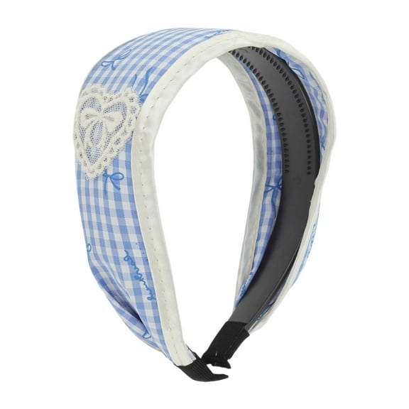 Unique Bargains 1 Pc Headband Plaid with Bow Hair Accessories Blue