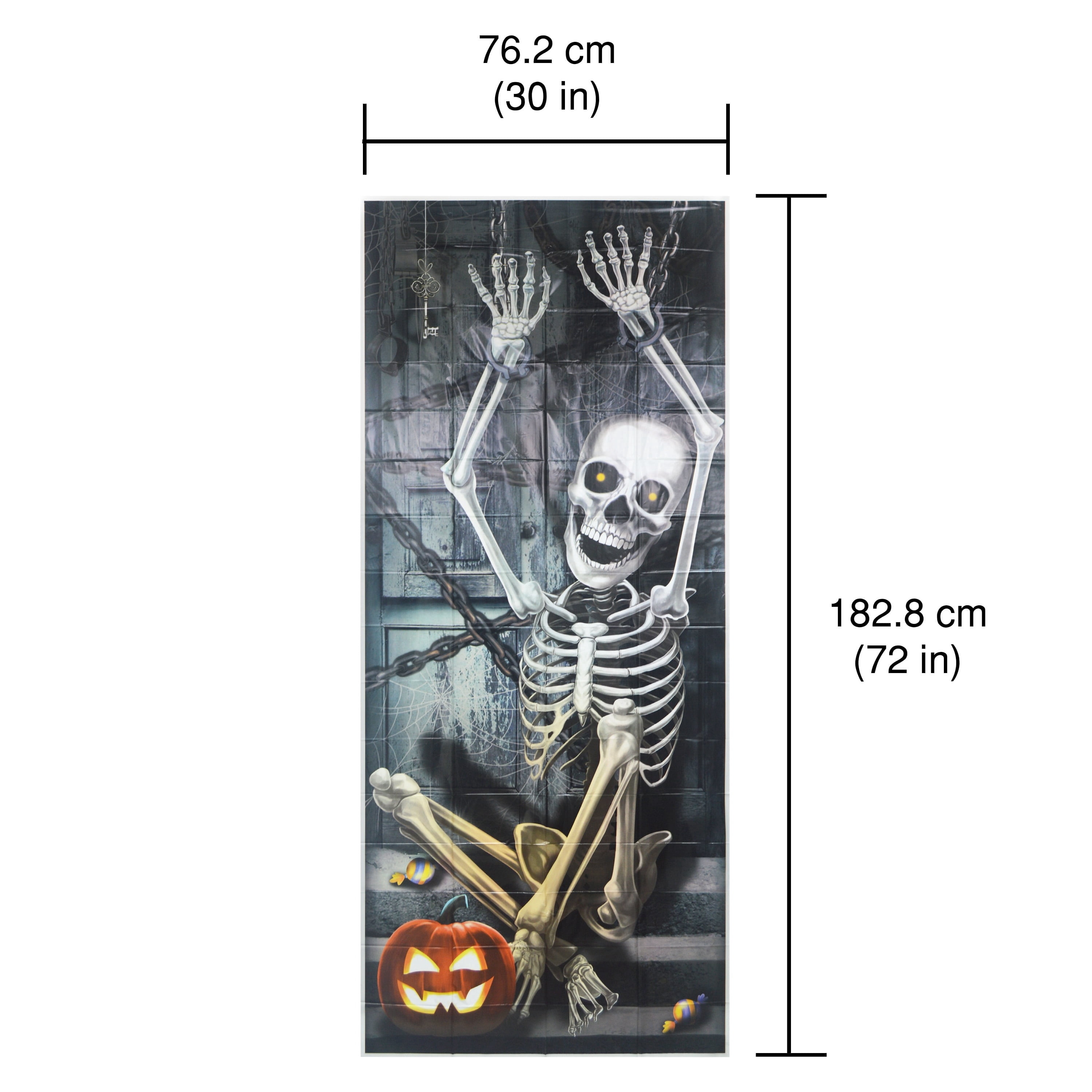 Skeleton Door Cover Decoration, Multicolor, 30" x 72", Halloween by Way To Celebrate