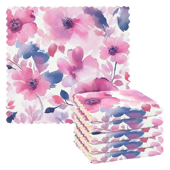 6 Pieces of Kitchen Towels 11x11Inch Kitchen Dish Cloths Kitchen Dish Towels Reuseable Cleaning Cloths Cream Flower