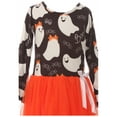 thumbnail image 3 of Little Girls' Ruffle Sleeve Halloween Ghost Spider Tulle Party Flower Girl Dress Black Orange 5 L (P201645P), 3 of 4