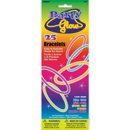 Glow Bracelets, 8 in, Assorted, 25ct
