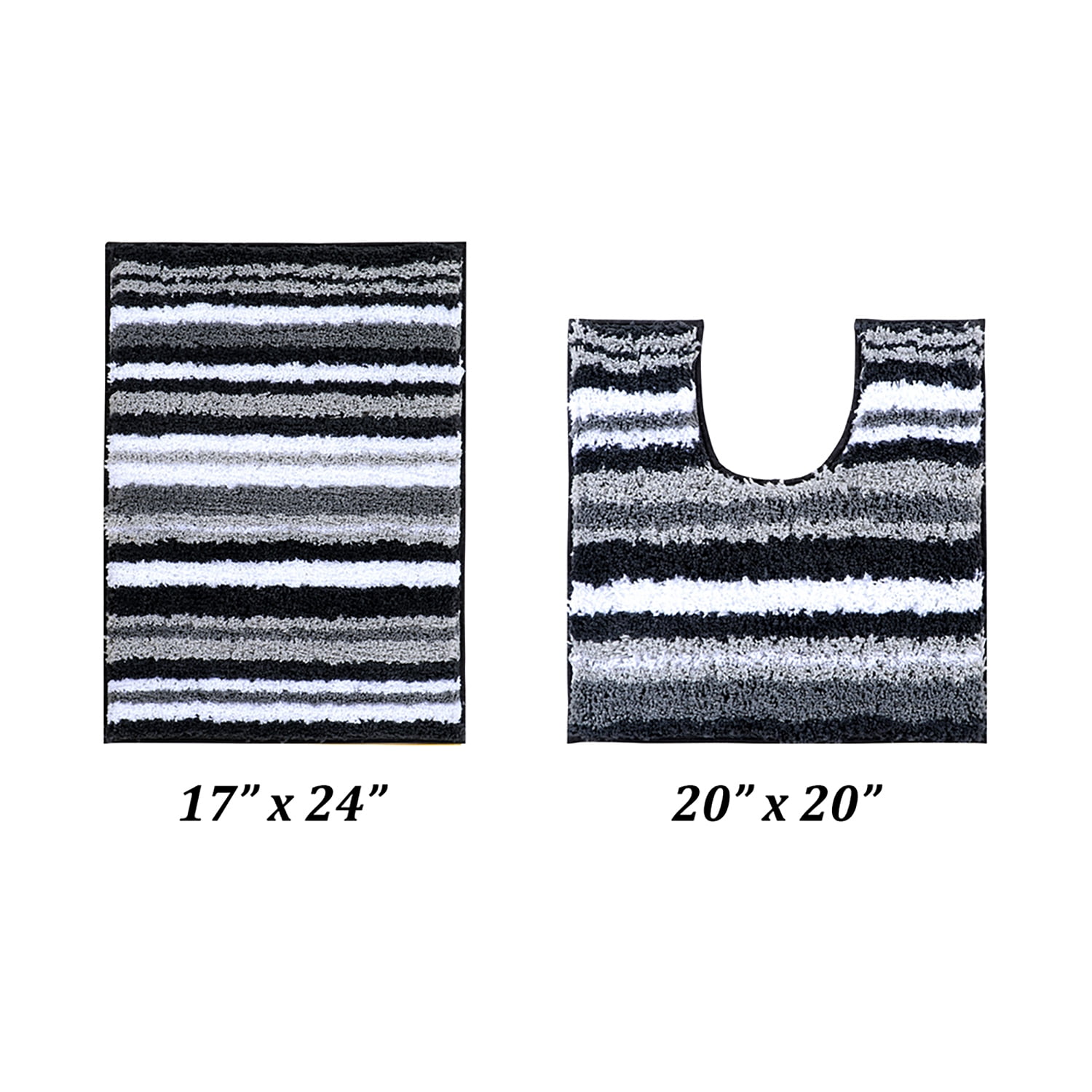 Better Trends 2 Piece Bathroom Rug Set 100% Polyester Soft Water Absorbent Non Slip Bath Mat Machine Washable Rug Griffie Collection - Gray