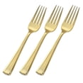 thumbnail image 3 of White / Gold Luxe Wedding Plastic Plates Party Bundle w/ Gold Plastic Cutlery 20 Pack, 3 of 6