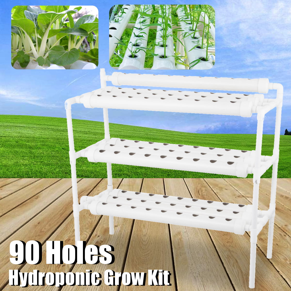 90 Holes Hydroponic Site Grow Kit Ebb and Flow Deep Water Culture Garden System 