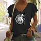 thumbnail image 3 of Camiseta informal para mujer, blusa estampada con volantes, manga corta, cuello en V, Tops Fridja  ghk6774, 3 of 5