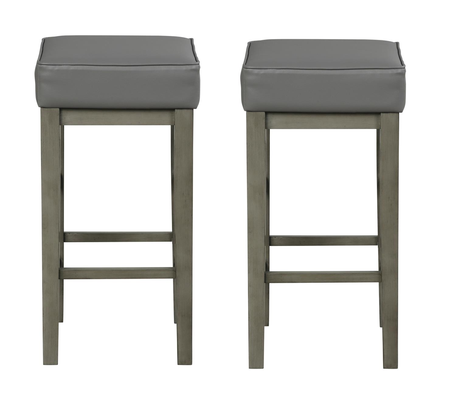 Kinsale 30.5 in. Antique Gray Backless Wood Frame Square Bar Stool with