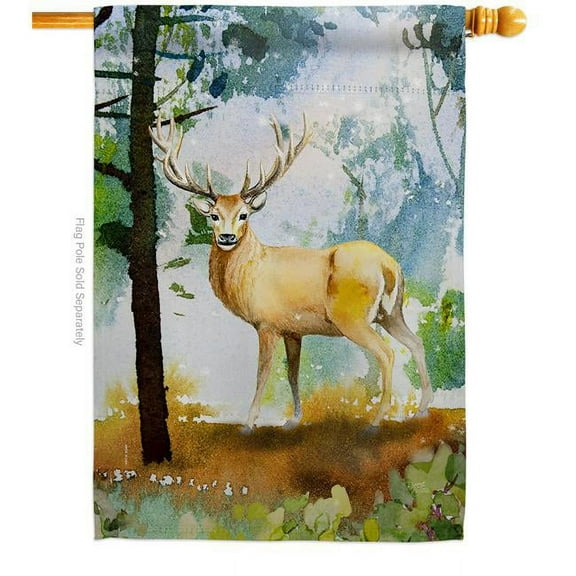 Breeze Decor H110277-BO Forest Deer Animals Wildlife 28 x 40 in. Double-Sided Decorative Vertical House Flags for Decoration Banner Garden Yard Gift
