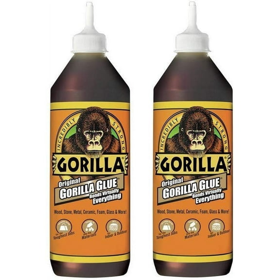 Gorilla Original Gorilla Glue, Waterproof Polyurethane Glue, 36 ounce Bottle, Brown, Pack of 2