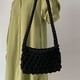 thumbnail image 4 of Bolso de viaje para mujer, bolso de hombro tejido con cuerda de algodón, bolso de ganchillo de verano (negro), 4 of 5