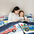 thumbnail image 5 of jejeloiu Cartoon Poloce Car Queen Comforter Set,Equipment Vehicle Bedding Sets,Moderb City Bedding Comforter Set For Teens,Luxury Bedroom Decor Reversible,3-Piece, 5 of 8