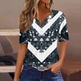 thumbnail image 2 of EINCcm Tops for Women Short Sleeve V Neck 2024 Summer Casual T Shirt Tee Fashion Button Blouses Basic Pullover Top, 2 of 5