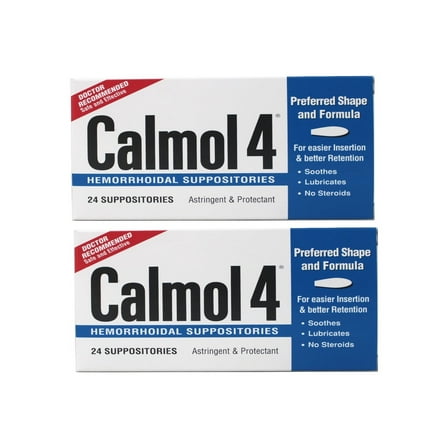 Calmol 4 Hemorrhoidal Suppositories 24 Each (Pack of 2)