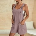 thumbnail image 3 of SUYOLL Women Romper Tie Shoulder Solid Color Overall Shorts Scoop Neck with Pockets Soft Breathable Casual Athleisure, 3 of 6