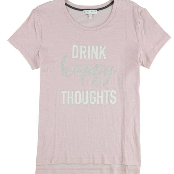 P.J. Salvage Womens Drink Happy Thoughts Pajama Sleep T-shirt, Pink, Small